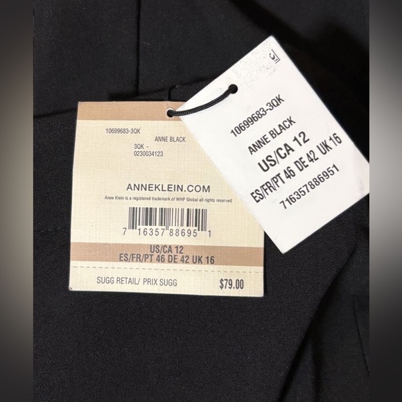 Anne Klein Women's 12 Black Dress Work Career Trousers Pants Flare Leg NWT - Picture 5 of 5